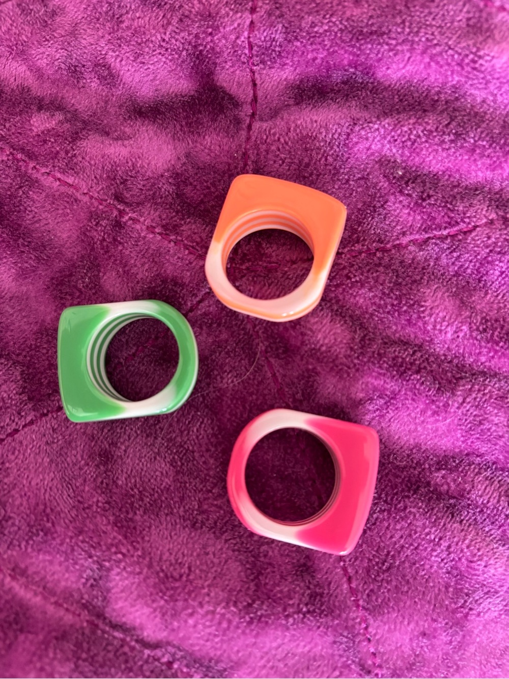 1960s Striped Mod Rings SET - Picture 2 of 2